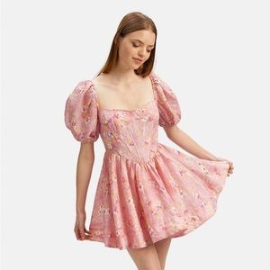 KIAH CORSET MINI DRESS IN PINK GARDN NWT
